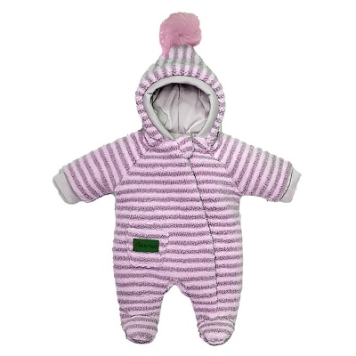 Комбинезон для мальчика и девочки Полосатик на синтепоне Балуша ш974/2 пыльная роза 1